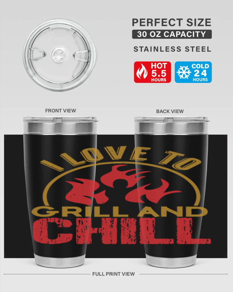 i love to grill and chill 38#- bbq- Tumbler