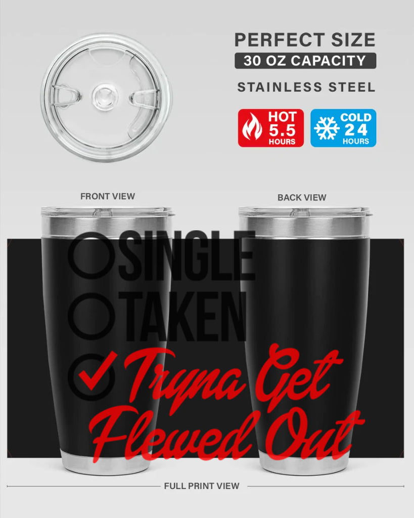 single taken tryna get flewed out 36#- black words phrases- Cotton Tank