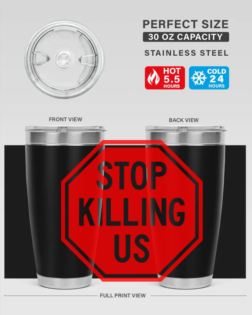 stop killing us 25#- black words phrases- Cotton Tank