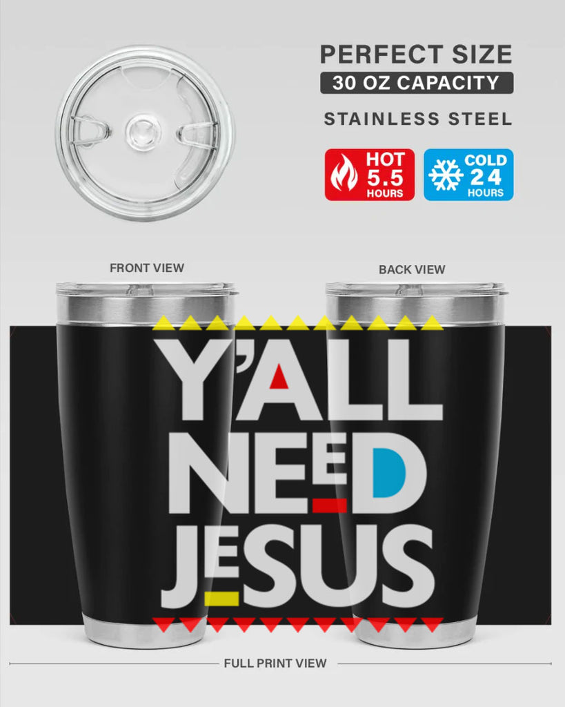 yall need jesus 4#- black words phrases- Cotton Tank