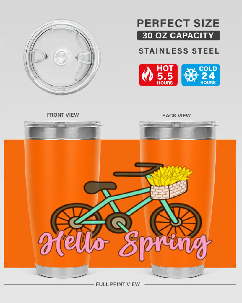 Hello Spring Bicycle with flowers189#- spring- Tumbler