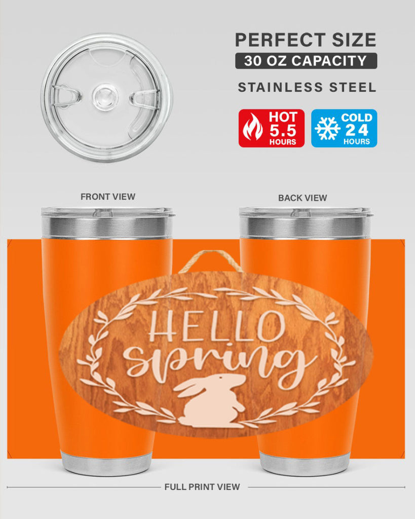 Hello Spring Bunny Wreath Mockup191#- spring- Tumbler