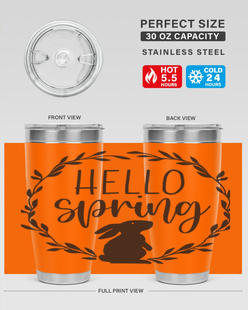 Hello Spring Bunny Wreath192#- spring- Tumbler
