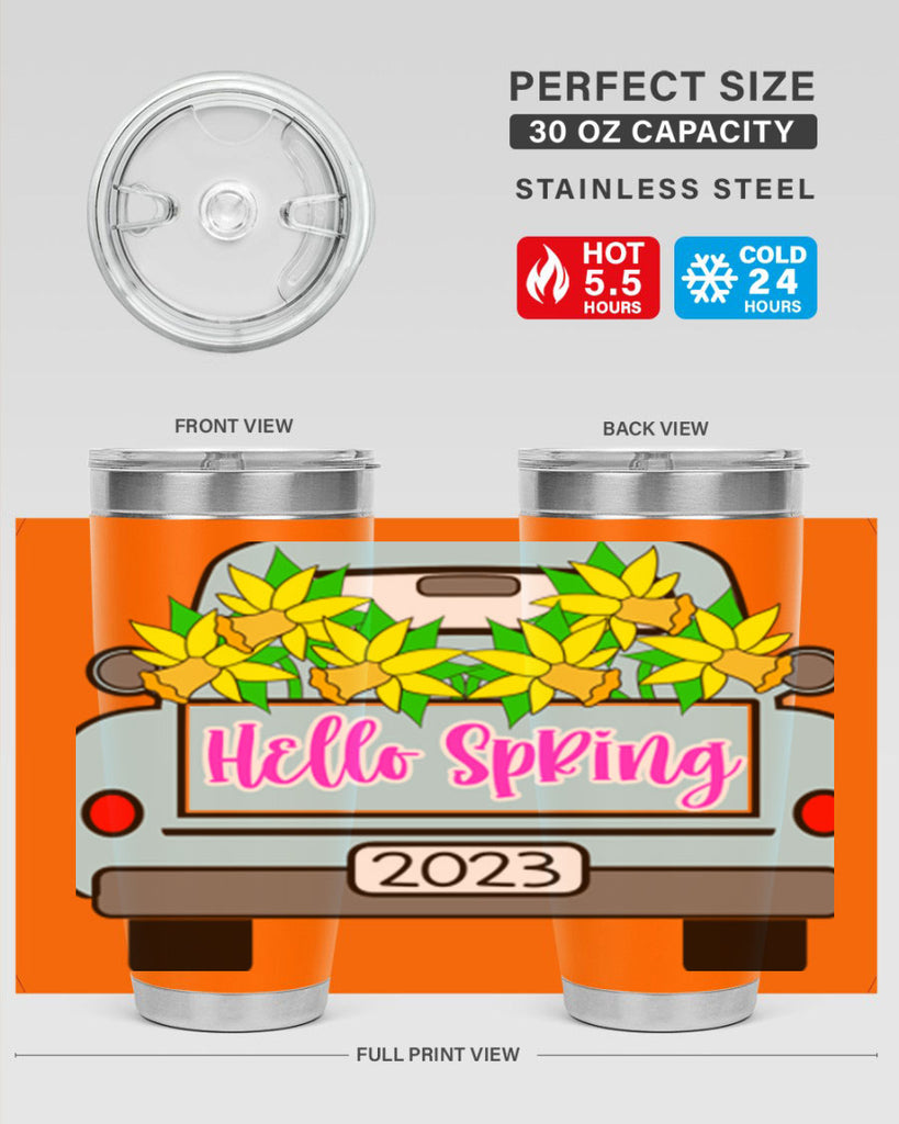 Hello Spring Farm truck with daffodils196#- spring- Tumbler