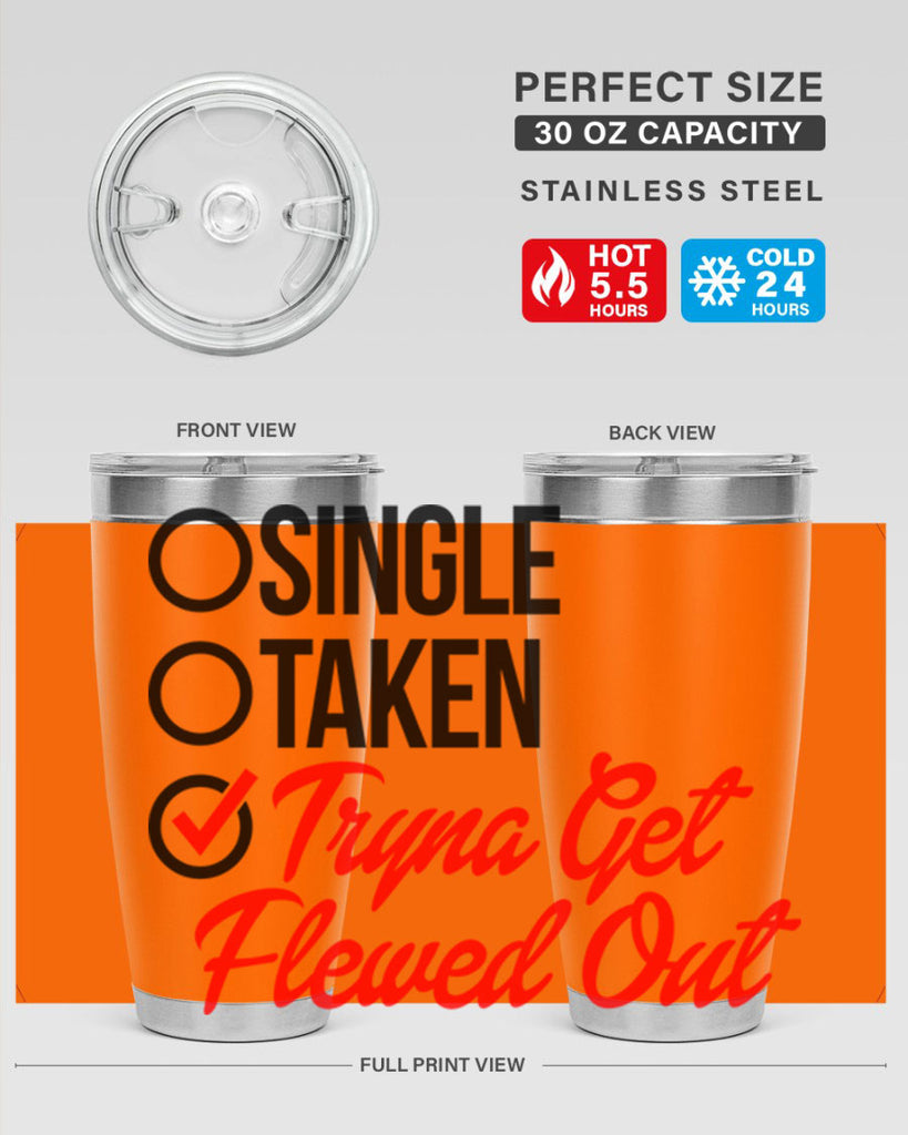 single taken tryna get flewed out 36#- black words phrases- Cotton Tank