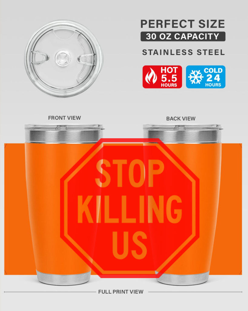 stop killing us 25#- black words phrases- Cotton Tank