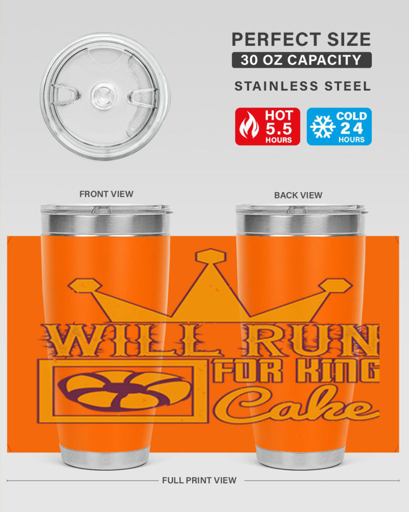will run for king cake 28#- mardi gras- Tumbler