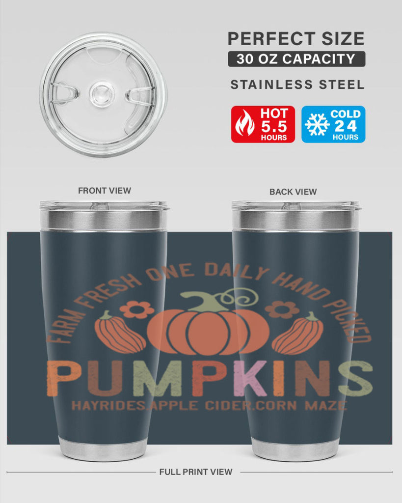 Farm Fresh One Daily Hand Picked Pumpkins Hayrides Apple Cider Corn Maze 172#- fall- Tumbler
