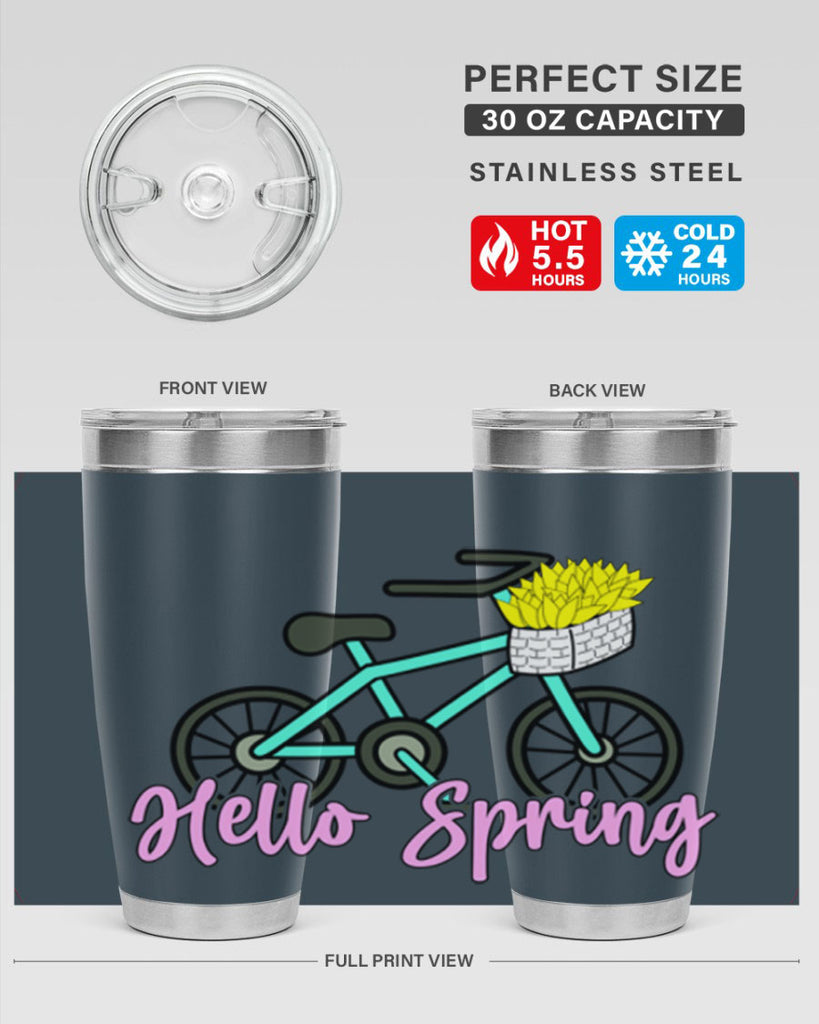 Hello Spring Bicycle with flowers189#- spring- Tumbler