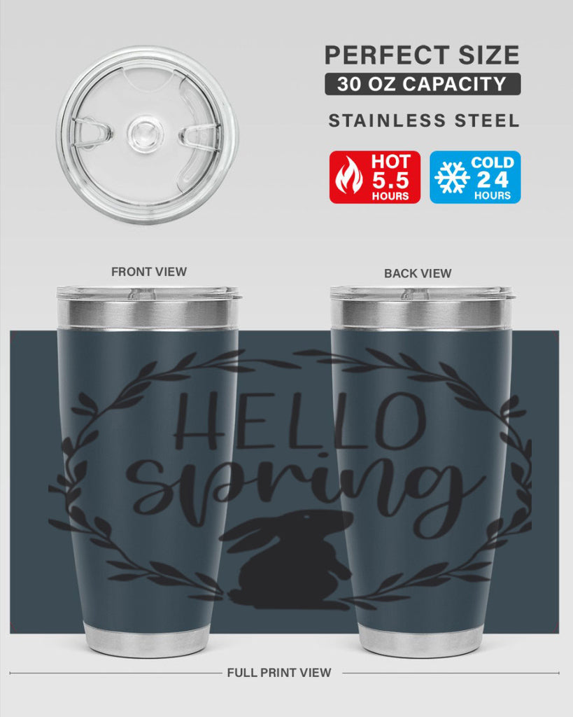 Hello Spring Bunny Wreath192#- spring- Tumbler