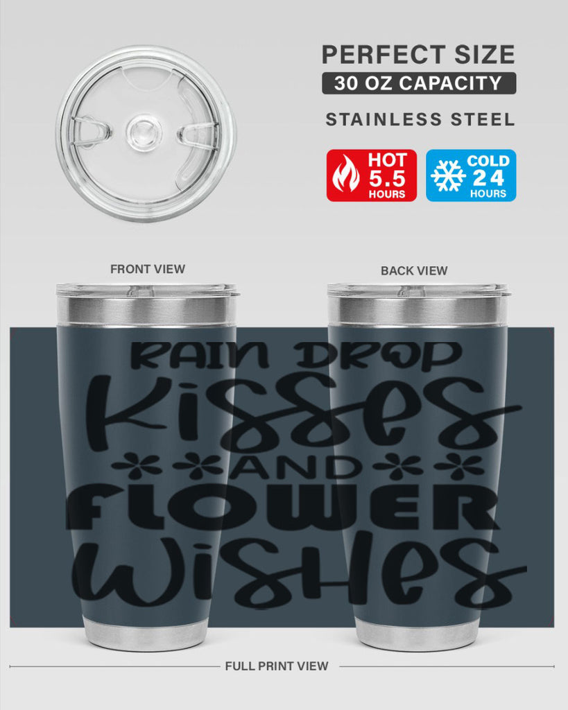 Rain drop kisses and flower 398#- spring- Tumbler