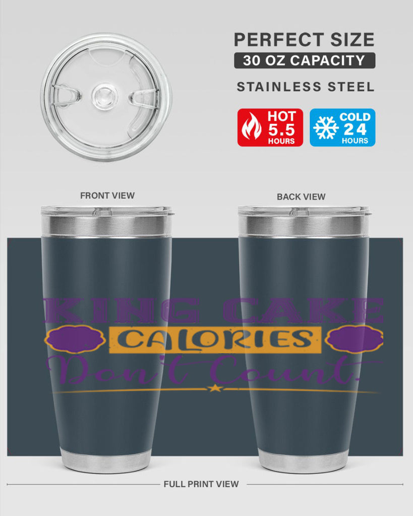 king cake calories dont count 54#- mardi gras- Tumbler