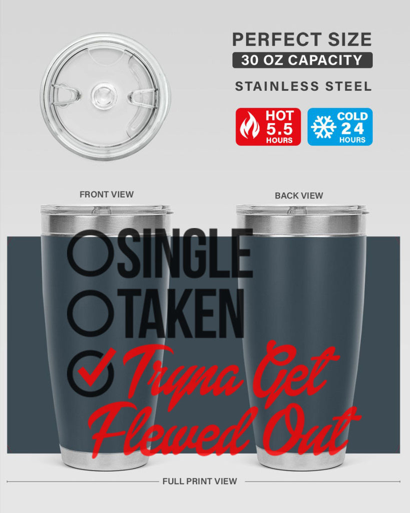 single taken tryna get flewed out 36#- black words phrases- Cotton Tank