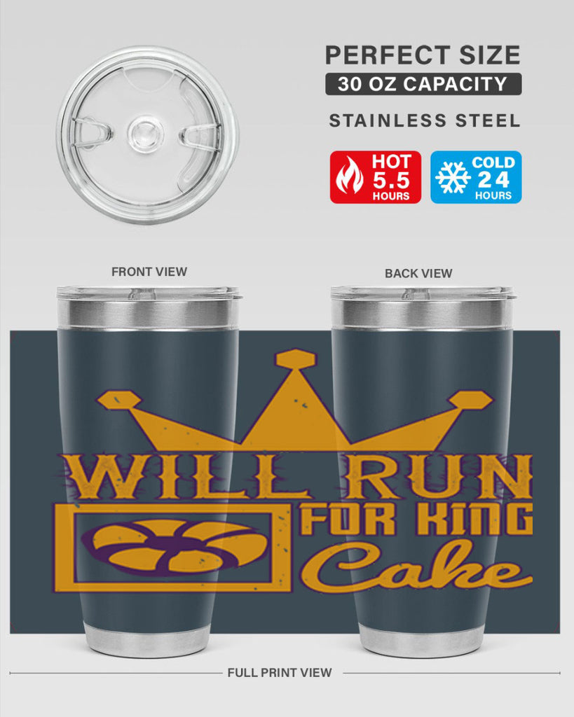 will run for king cake 28#- mardi gras- Tumbler