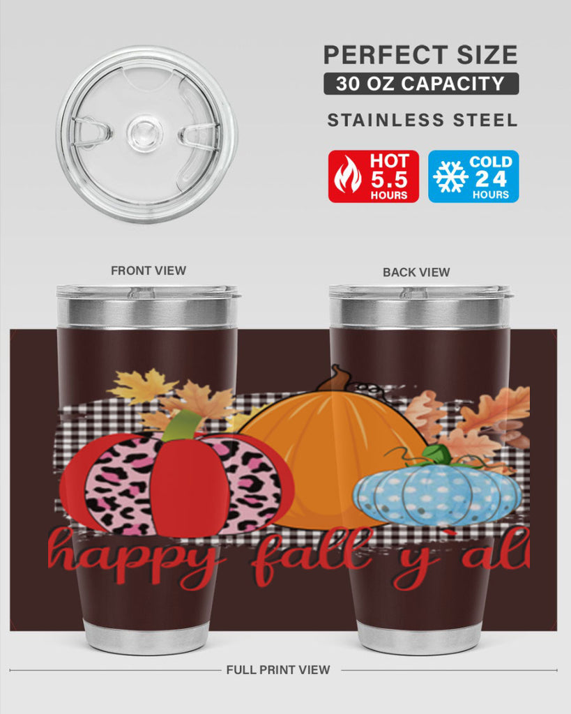 Happy Fall Yall Leopard 229#- fall- Tumbler