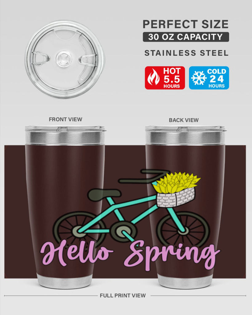 Hello Spring Bicycle with flowers189#- spring- Tumbler