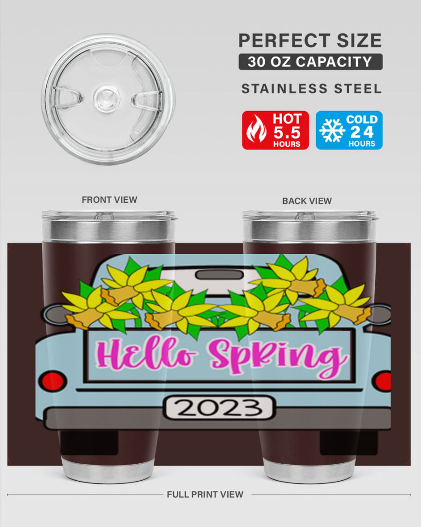 Hello Spring Farm truck with daffodils196#- spring- Tumbler
