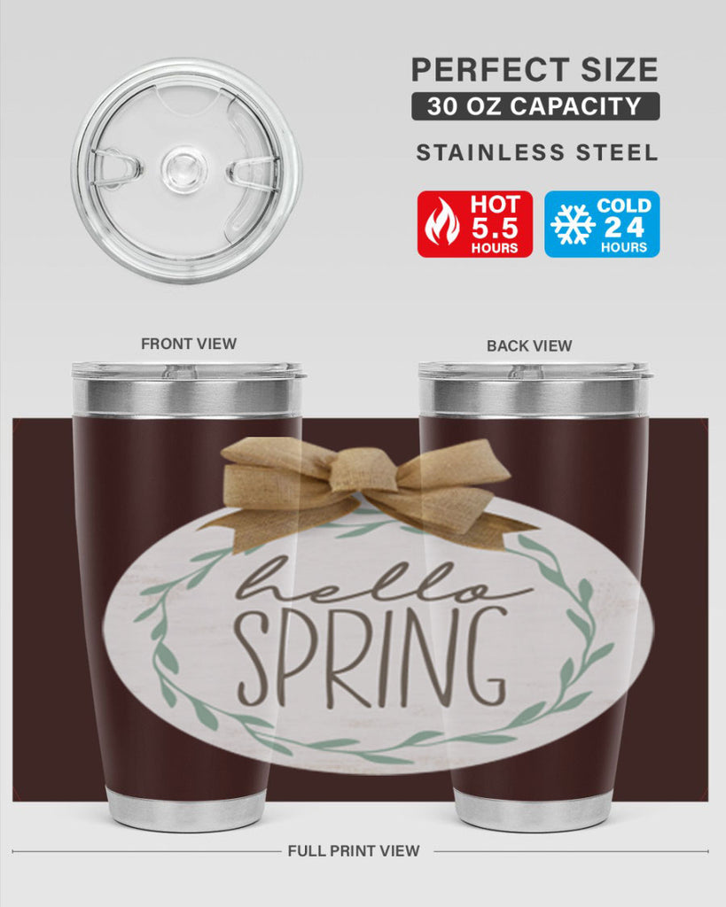 Hello Spring Wreath leaves Mockup209#- spring- Tumbler