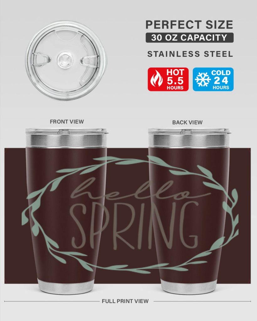 Hello Spring Wreath leaves210#- spring- Tumbler