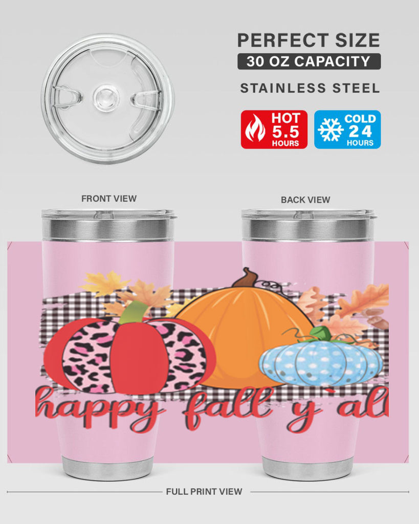 Happy Fall Yall Leopard 229#- fall- Tumbler