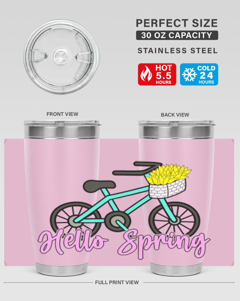 Hello Spring Bicycle with flowers189#- spring- Tumbler