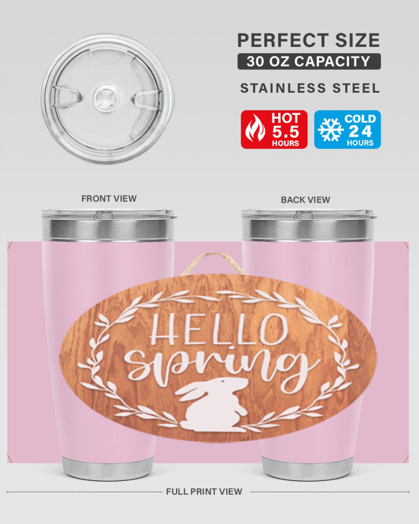 Hello Spring Bunny Wreath Mockup191#- spring- Tumbler