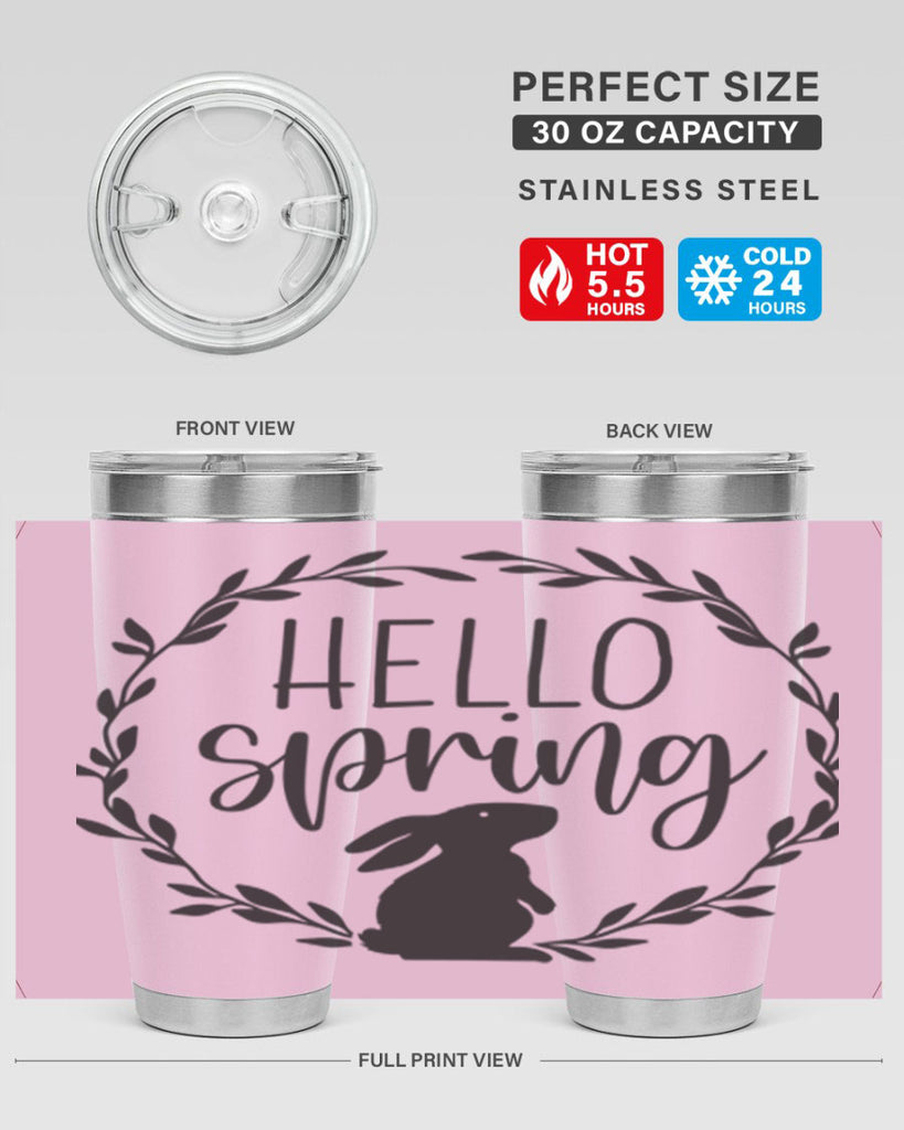 Hello Spring Bunny Wreath192#- spring- Tumbler