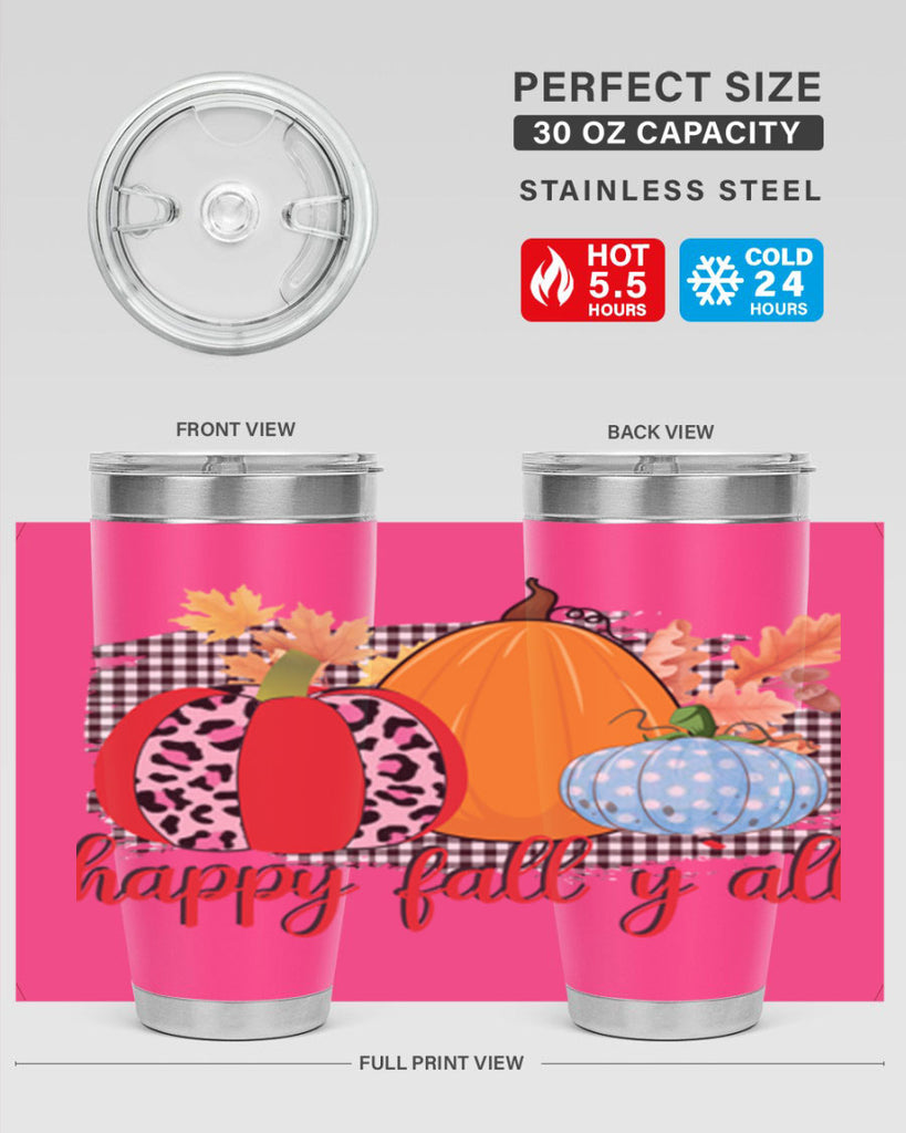 Happy Fall Yall Leopard 229#- fall- Tumbler