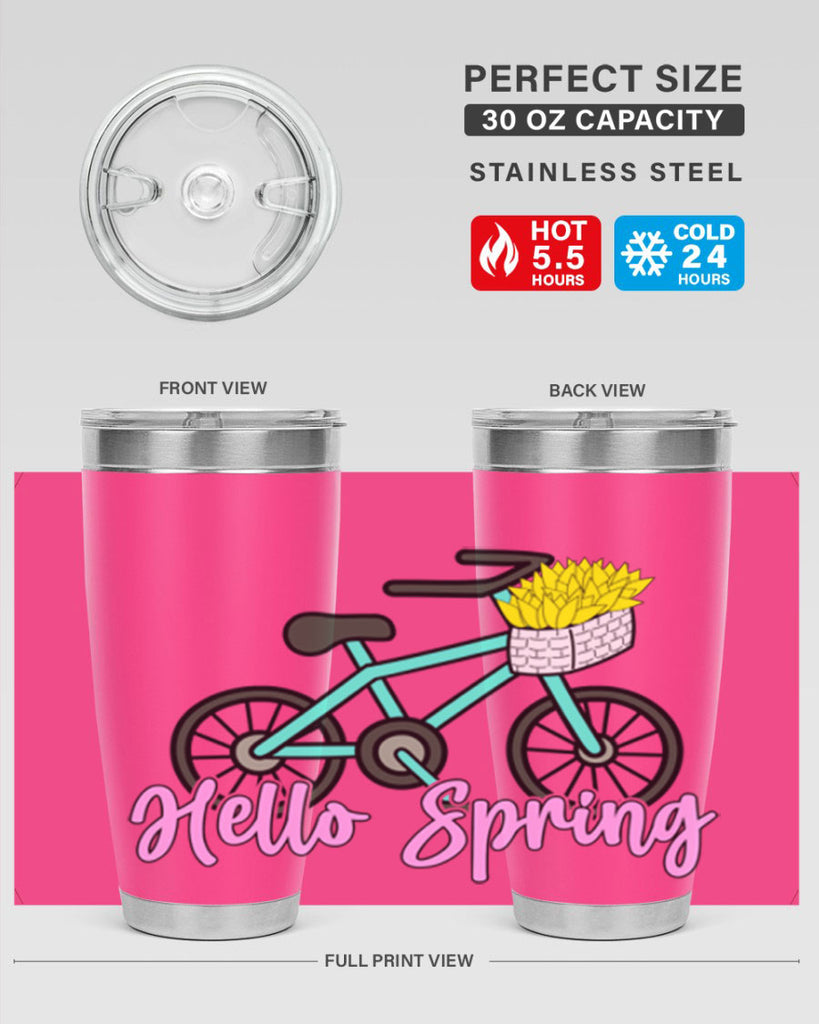Hello Spring Bicycle with flowers189#- spring- Tumbler