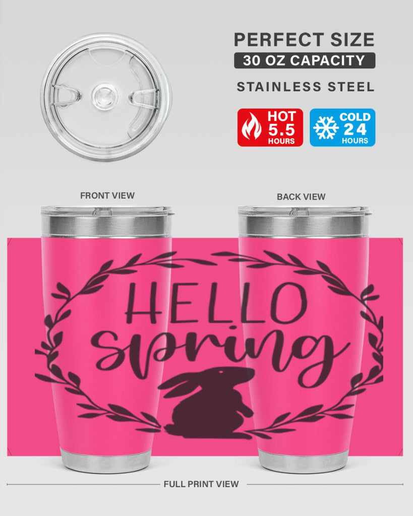 Hello Spring Bunny Wreath192#- spring- Tumbler
