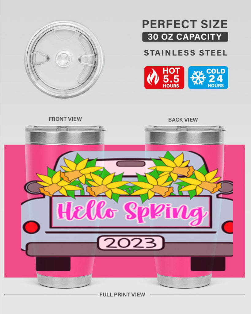 Hello Spring Farm truck with daffodils196#- spring- Tumbler