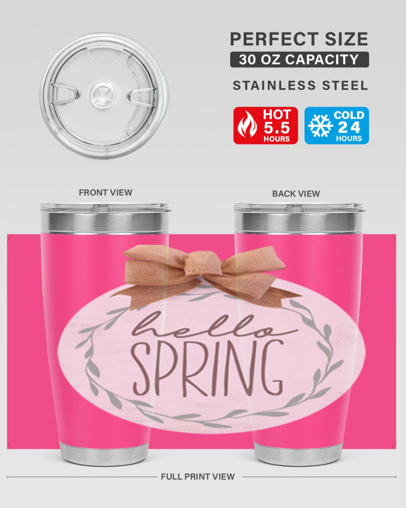 Hello Spring Wreath leaves Mockup209#- spring- Tumbler