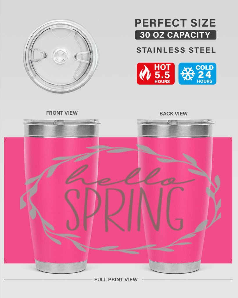 Hello Spring Wreath leaves210#- spring- Tumbler