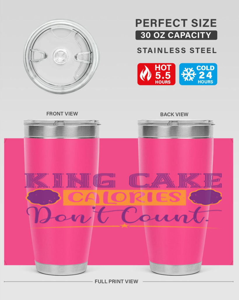 king cake calories dont count 54#- mardi gras- Tumbler