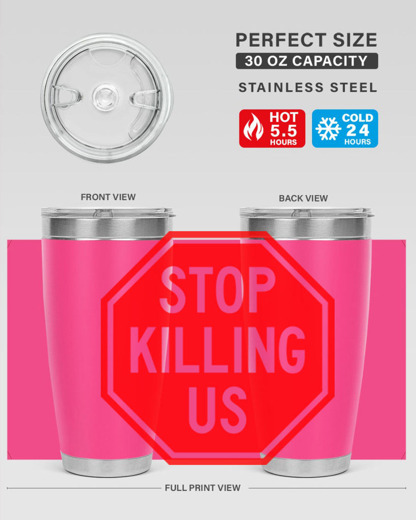 stop killing us 25#- black words phrases- Cotton Tank