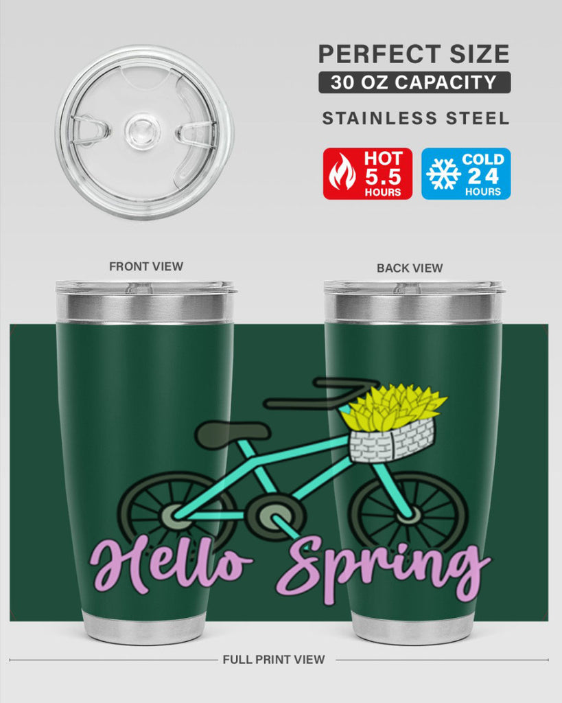 Hello Spring Bicycle with flowers189#- spring- Tumbler