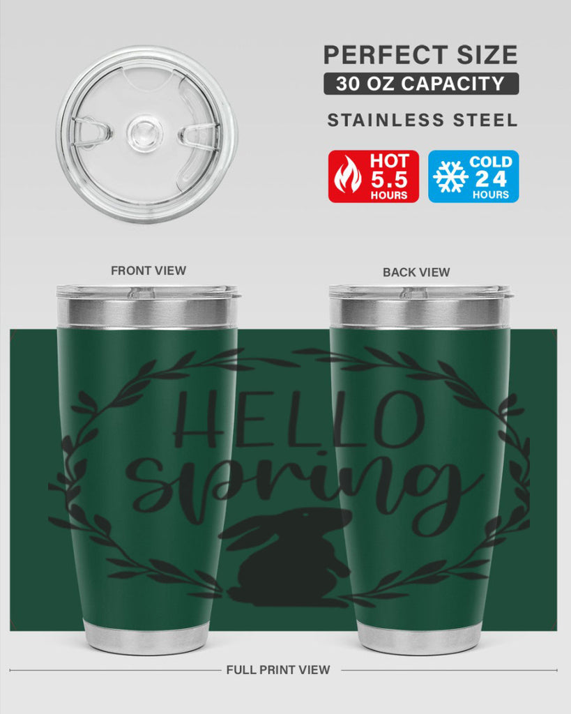 Hello Spring Bunny Wreath192#- spring- Tumbler