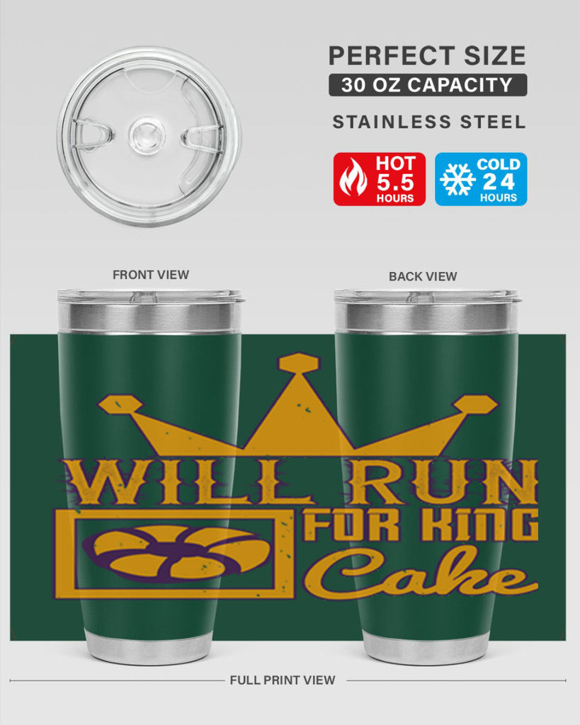 will run for king cake 28#- mardi gras- Tumbler