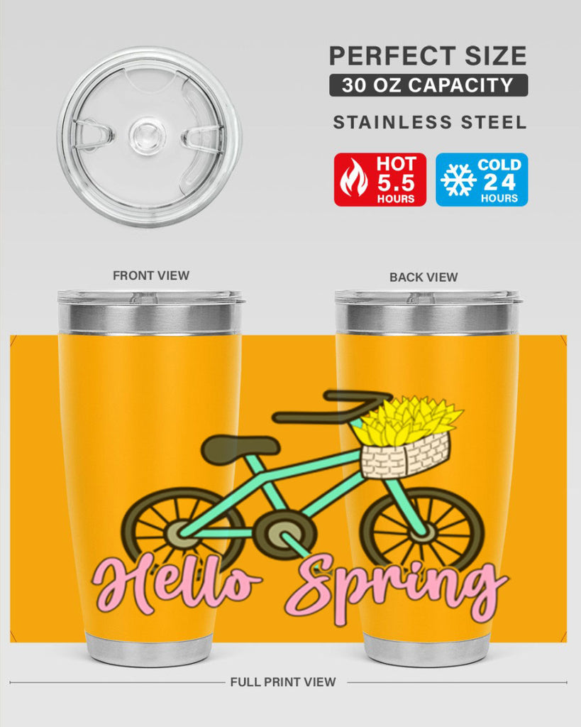 Hello Spring Bicycle with flowers189#- spring- Tumbler
