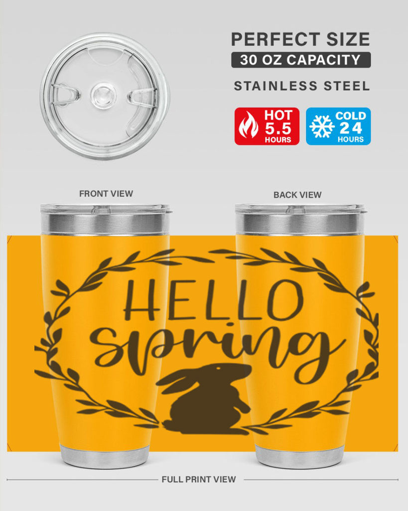 Hello Spring Bunny Wreath192#- spring- Tumbler