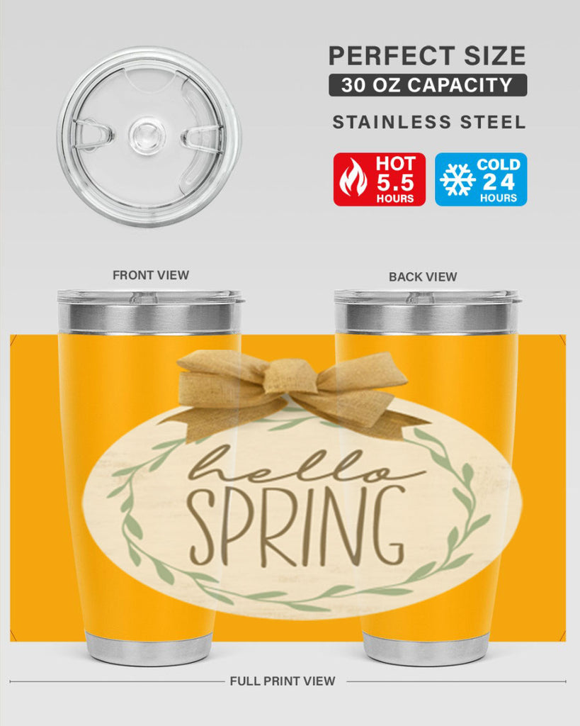 Hello Spring Wreath leaves Mockup209#- spring- Tumbler