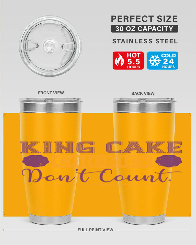 king cake calories dont count 54#- mardi gras- Tumbler