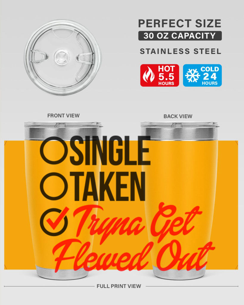 single taken tryna get flewed out 36#- black words phrases- Cotton Tank