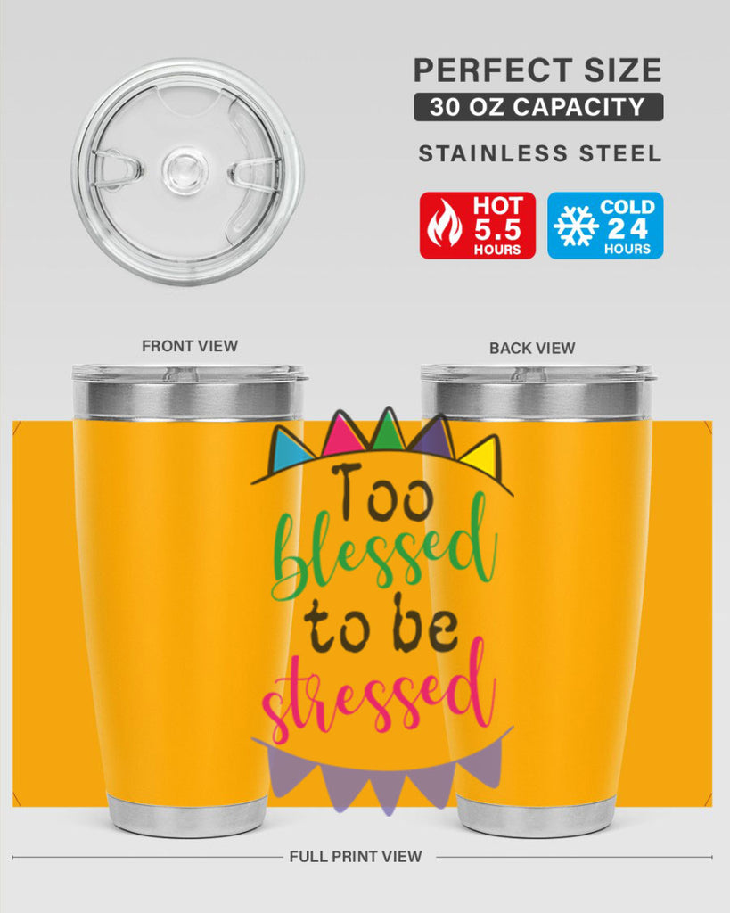 too blessed to be stressed- black words phrases- Cotton Tank