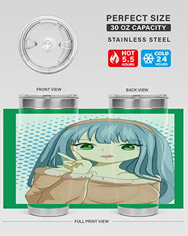 Cute and beautiful girl long blue hair 183#- anime- Tumbler