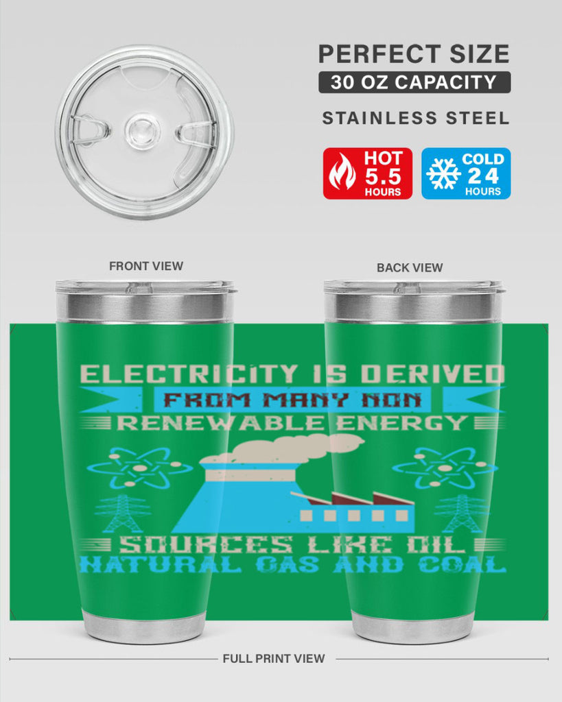 Electricity is derived from many nonrenewable and coal Style 47#- electrician- tumbler
