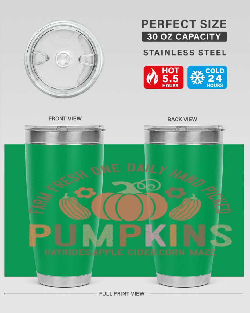 Farm Fresh One Daily Hand Picked Pumpkins Hayrides Apple Cider Corn Maze 172#- fall- Tumbler