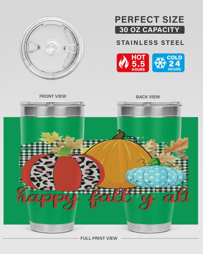 Happy Fall Yall Leopard 229#- fall- Tumbler