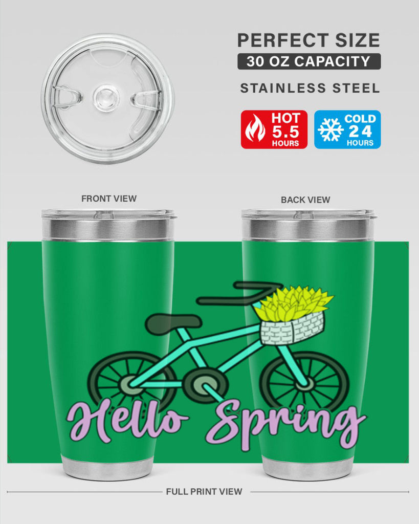 Hello Spring Bicycle with flowers189#- spring- Tumbler