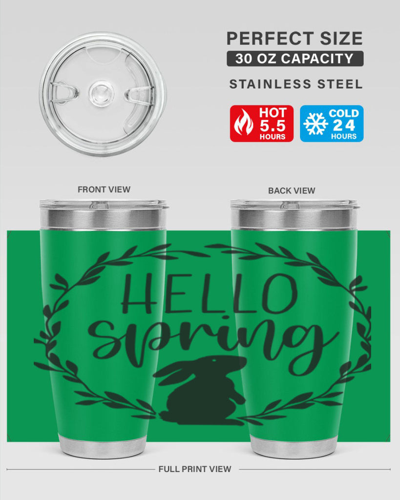 Hello Spring Bunny Wreath192#- spring- Tumbler